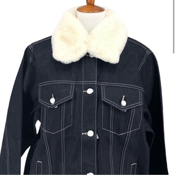 WeWoreWhat Indigo Boyfriend Jacket with Faux Fur - Picture 3 of 3
